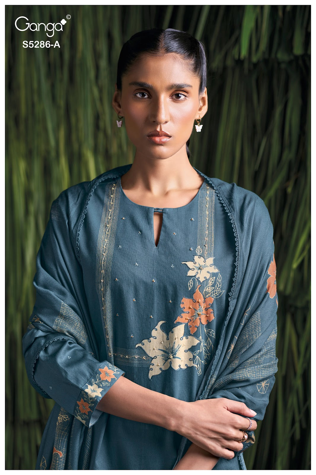Grishika S5286 Ganga Corduroy Plazzo Style Suits Exporter Ahmedabad