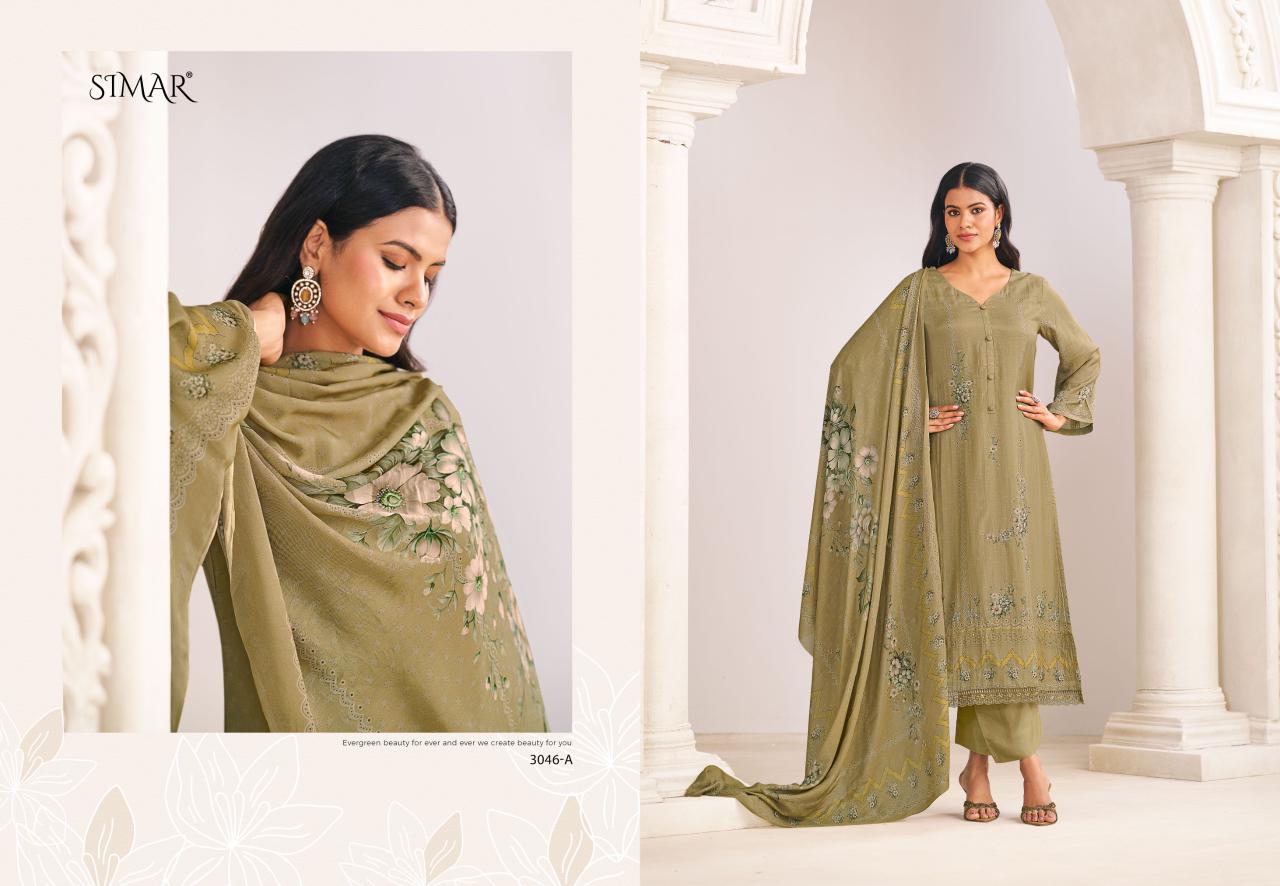 Grishma 3046 Simar Glossy Viscose Muslin Plazzo Style Suits Supplier Ahmedabad
