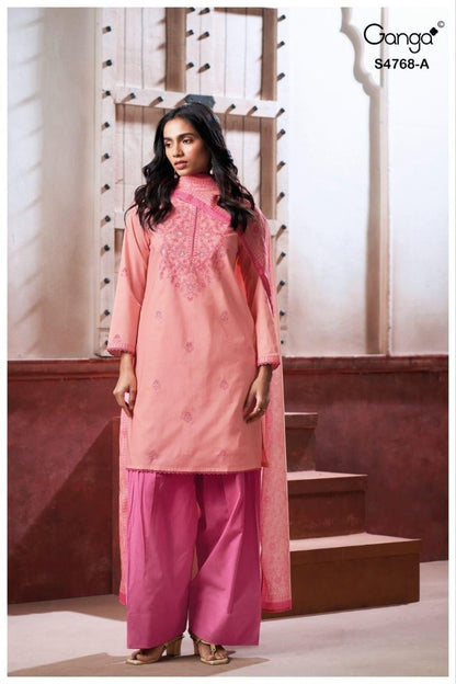 Grishma 4768 Ganga Cotton Plazzo Style Suits Wholesale Rate