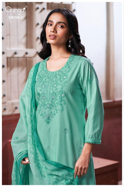 Grishma 4768 Ganga Cotton Plazzo Style Suits Wholesale Rate
