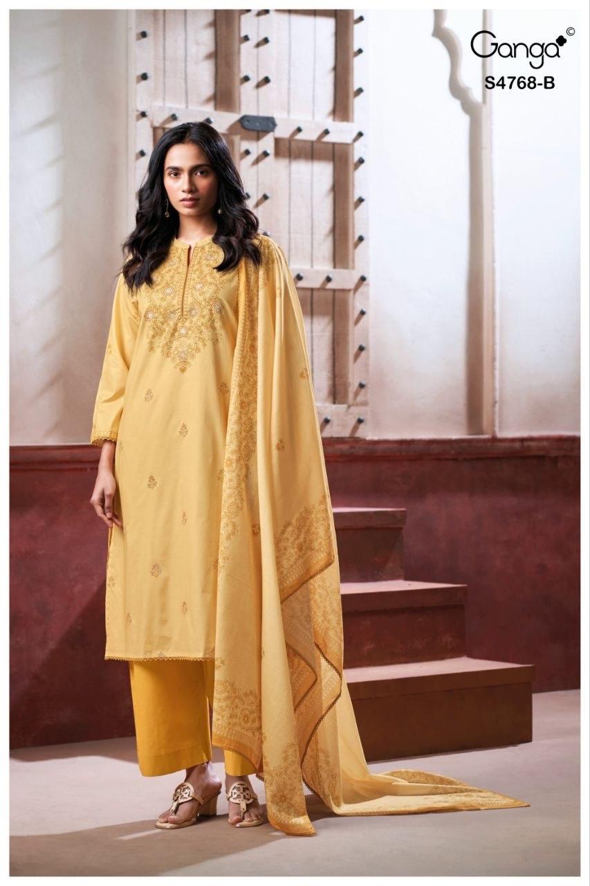 Grishma 4768 Ganga Cotton Plazzo Style Suits Wholesale Rate