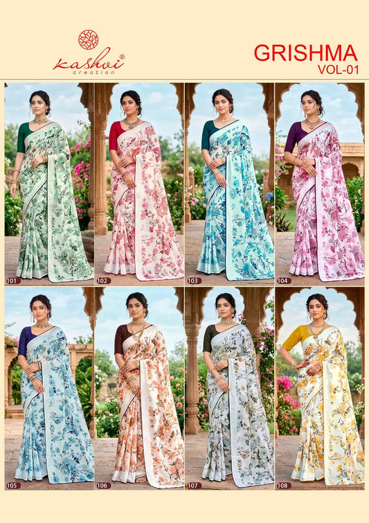 Grishma Vol 1 Kashvi Creation Georgette Sarees Wholesale