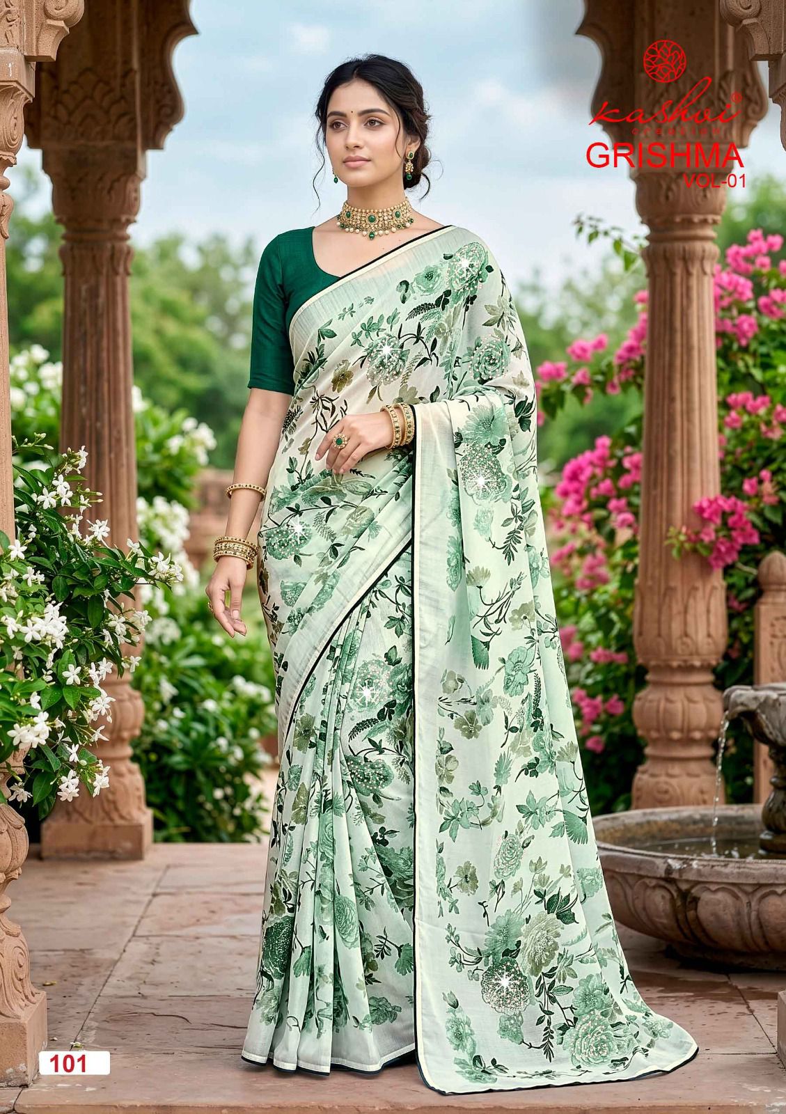 Grishma Vol 1 Kashvi Creation Georgette Sarees Wholesale