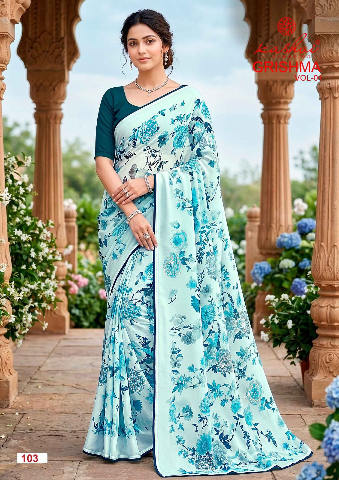 Grishma Vol 1 Kashvi Creation Georgette Sarees Wholesale