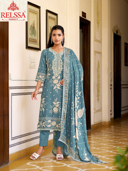 Grishna 3 Relssa Fabrics Pure Maslin Pant Style Suits Wholesale Price