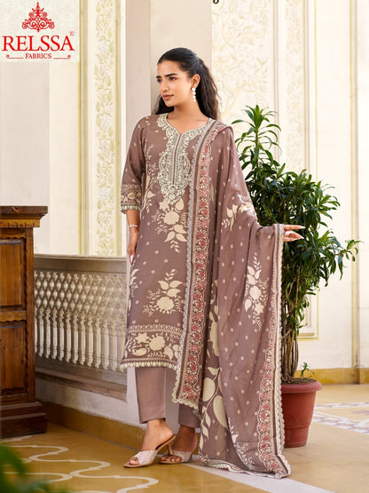 Grishna 3 Relssa Fabrics Pure Maslin Pant Style Suits Wholesale Price