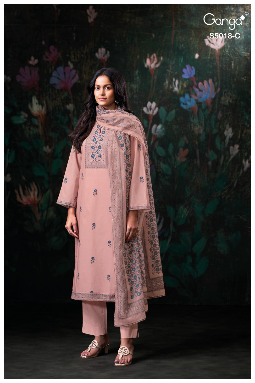 Grishya S5018 Ganga Cotton Plazzo Style Suits Wholesale