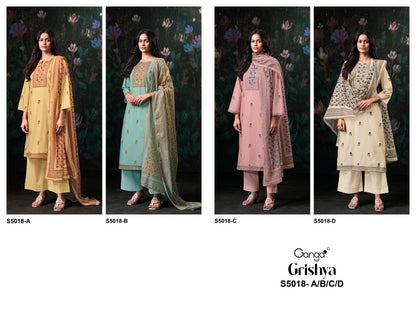 Grishya S5018 Ganga Cotton Plazzo Style Suits Wholesale
