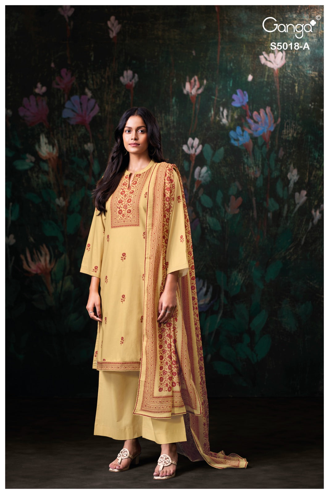Grishya S5018 Ganga Cotton Plazzo Style Suits Wholesale