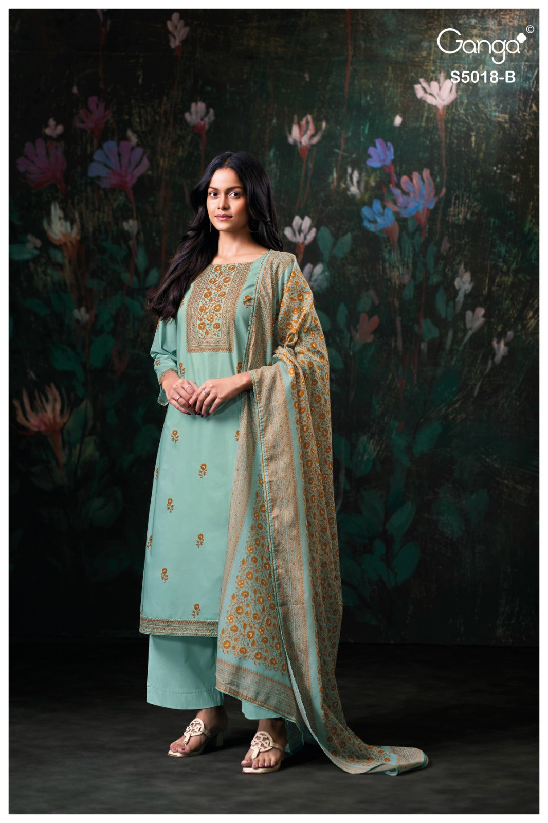 Grishya S5018 Ganga Cotton Plazzo Style Suits Wholesale