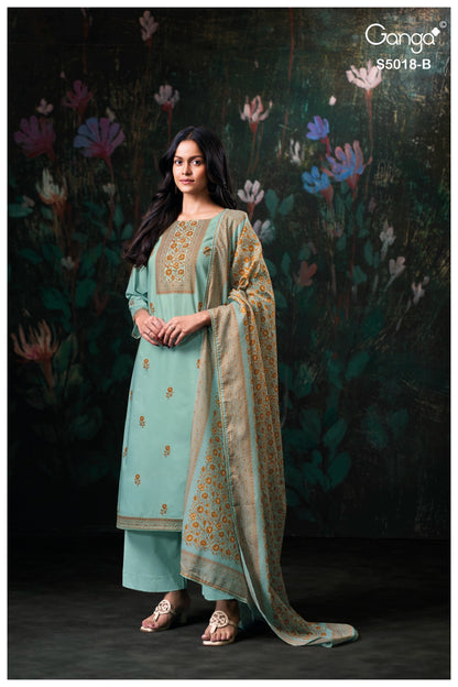 Grishya S5018 Ganga Cotton Plazzo Style Suits Wholesale