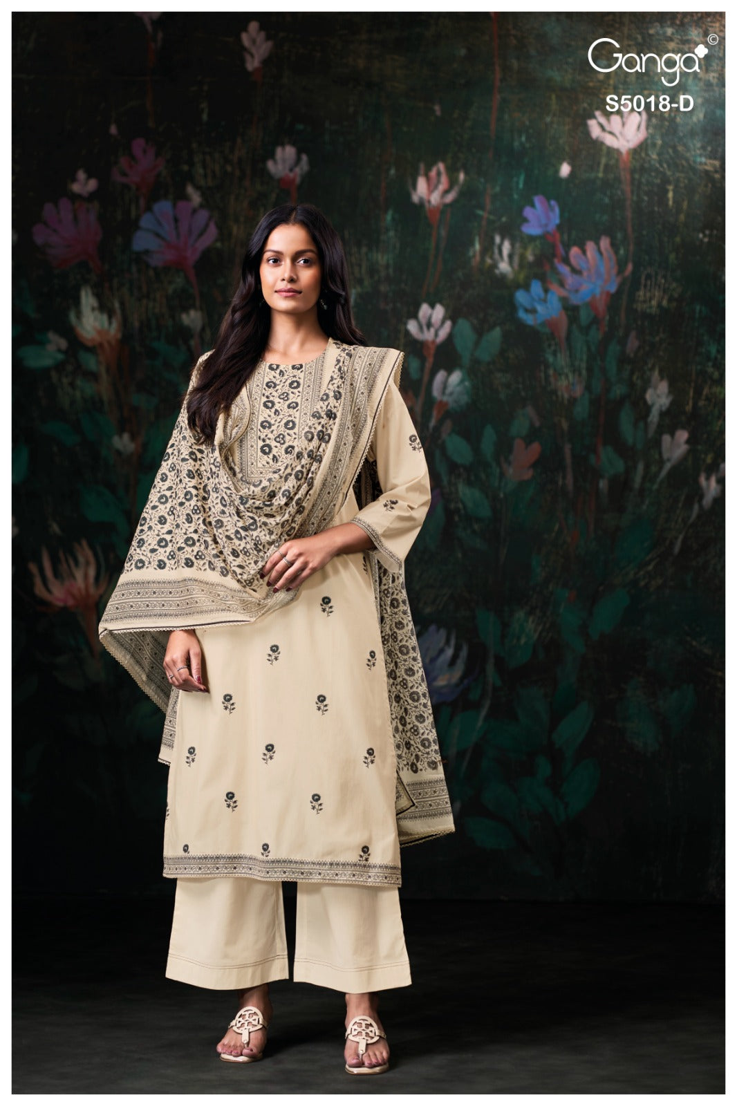 Grishya S5018 Ganga Cotton Plazzo Style Suits Wholesale