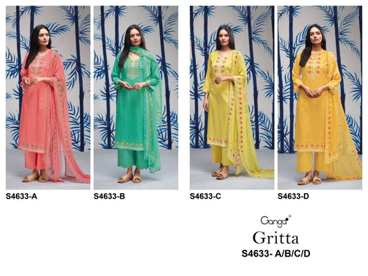 Gritta 4633 Ganga Cotton Satin Pant Style Suits Wholesaler Gujarat