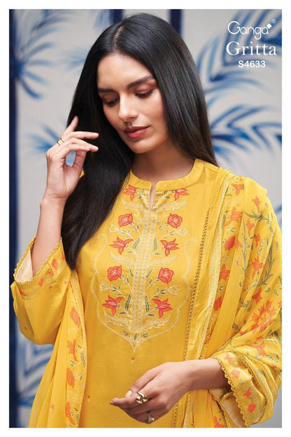 Gritta 4633 Ganga Cotton Satin Pant Style Suits Wholesaler Gujarat