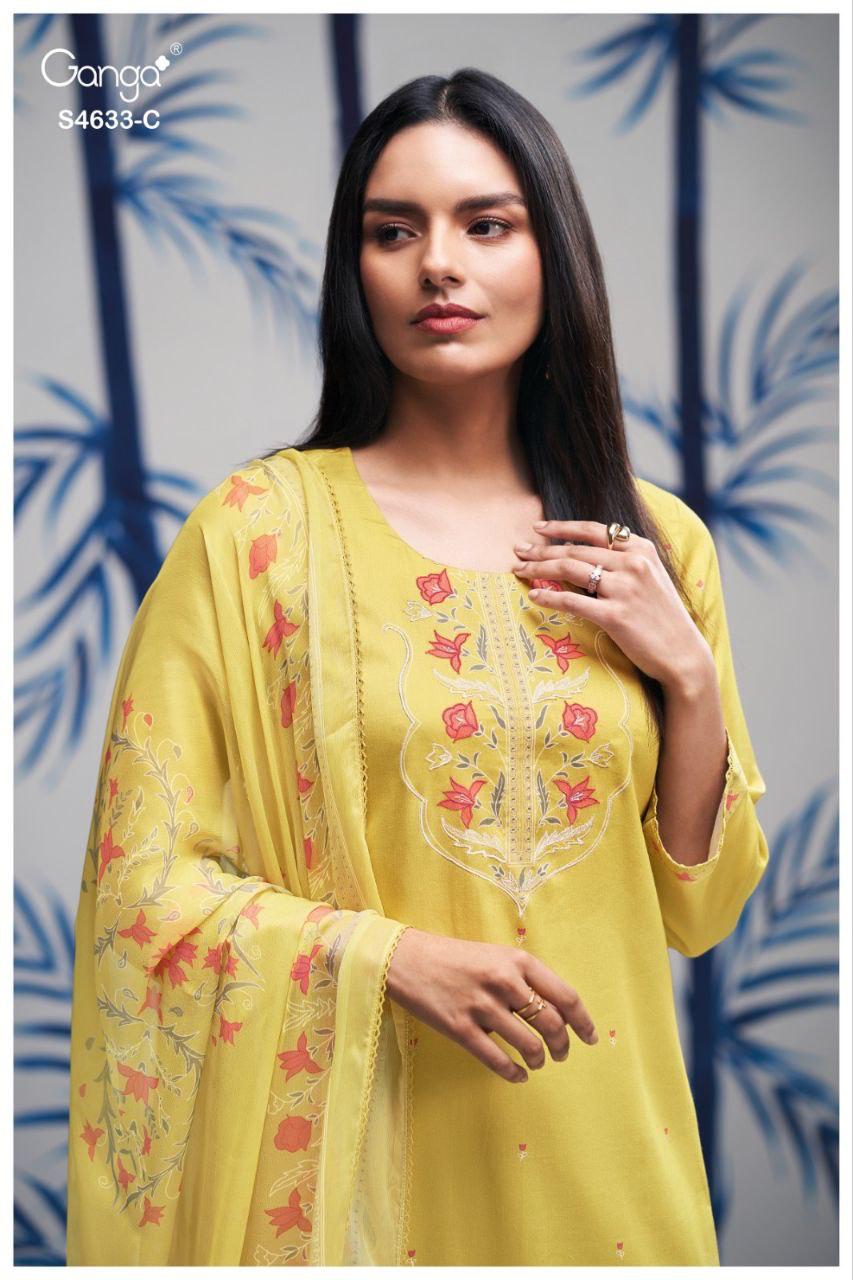 Gritta 4633 Ganga Cotton Satin Pant Style Suits Wholesaler Gujarat