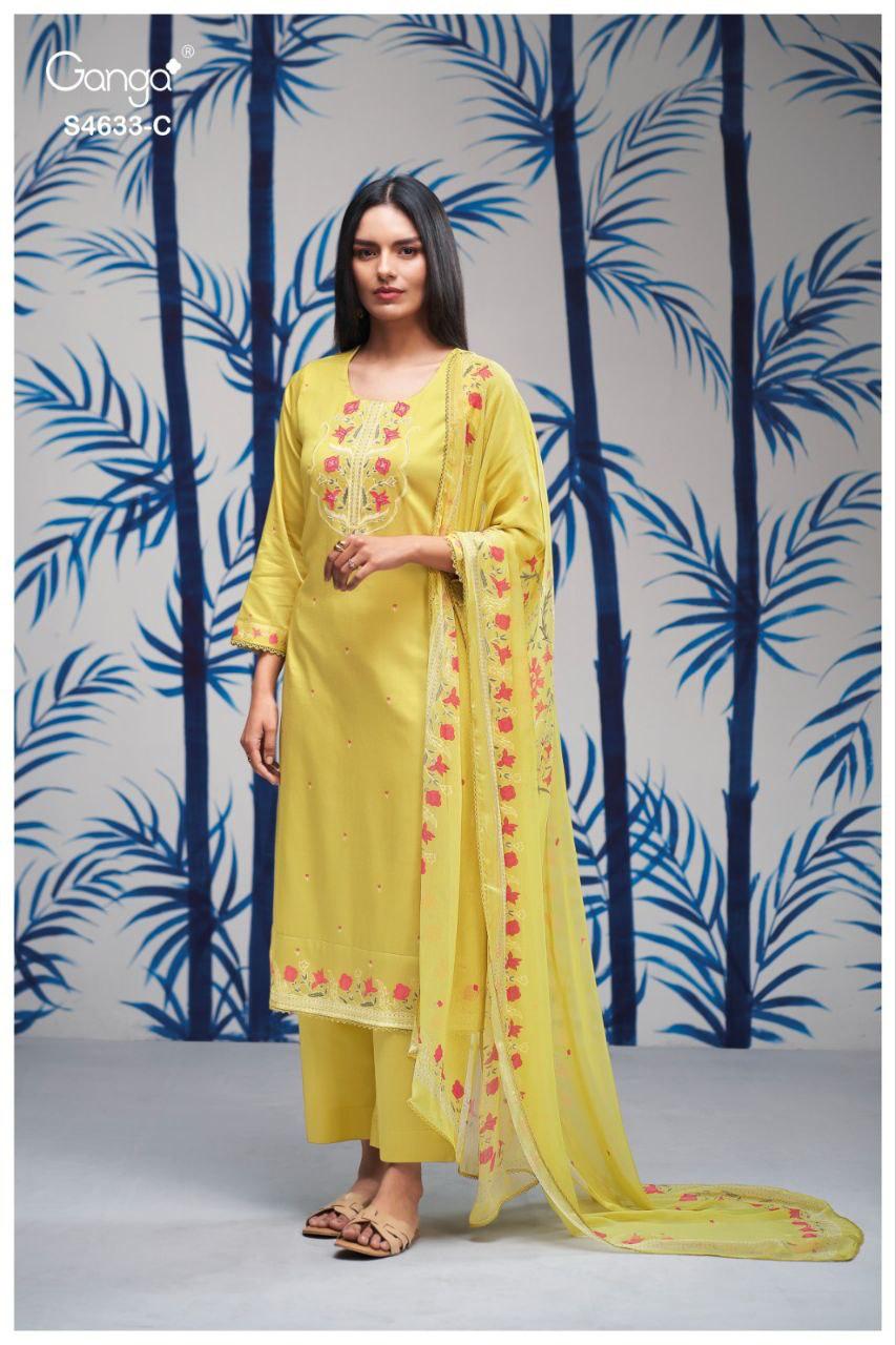 Gritta 4633 Ganga Cotton Satin Pant Style Suits Wholesaler Gujarat