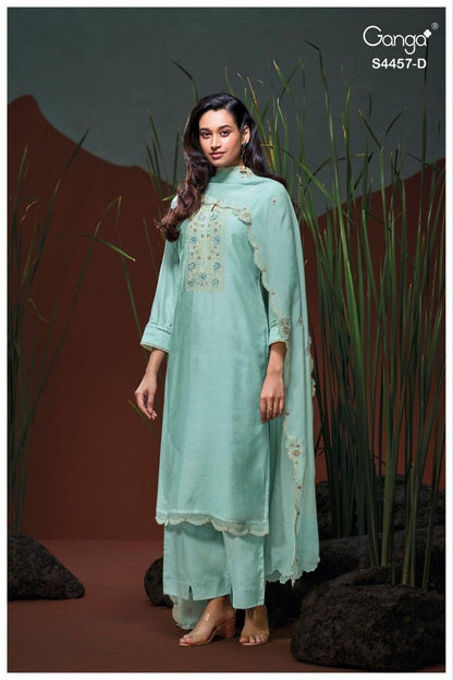 Grivika S4457 Ganga Bemberg Silk Plazzo Style Suits Manufacturer