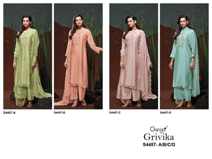 Grivika S4457 Ganga Bemberg Silk Plazzo Style Suits Manufacturer