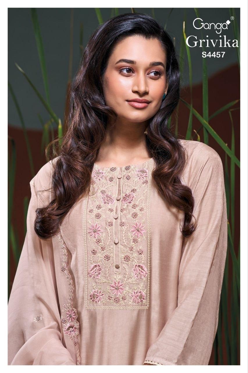 Grivika S4457 Ganga Bemberg Silk Plazzo Style Suits Manufacturer