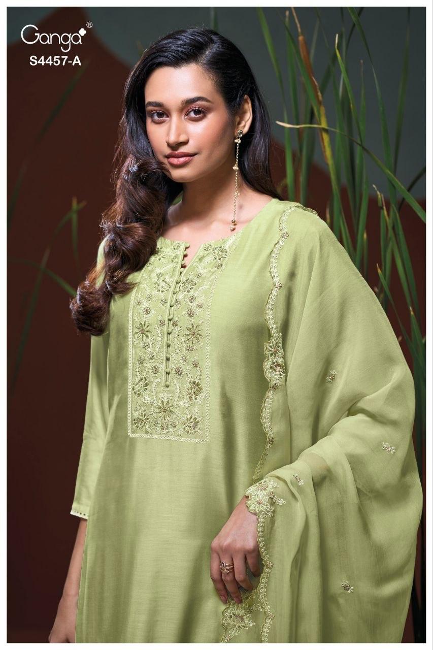 Grivika S4457 Ganga Bemberg Silk Plazzo Style Suits Manufacturer