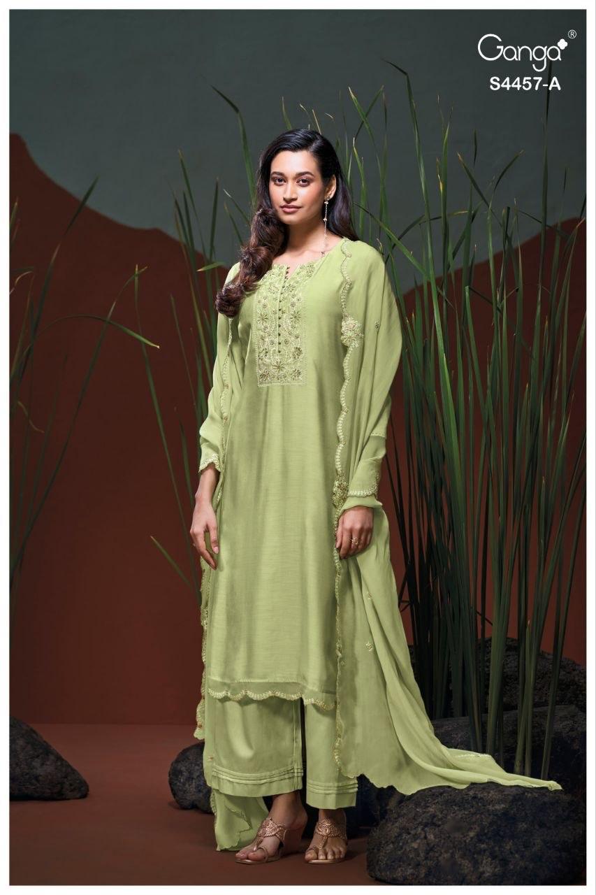 Grivika S4457 Ganga Bemberg Silk Plazzo Style Suits Manufacturer