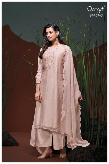 Grivika S4457 Ganga Bemberg Silk Plazzo Style Suits Manufacturer