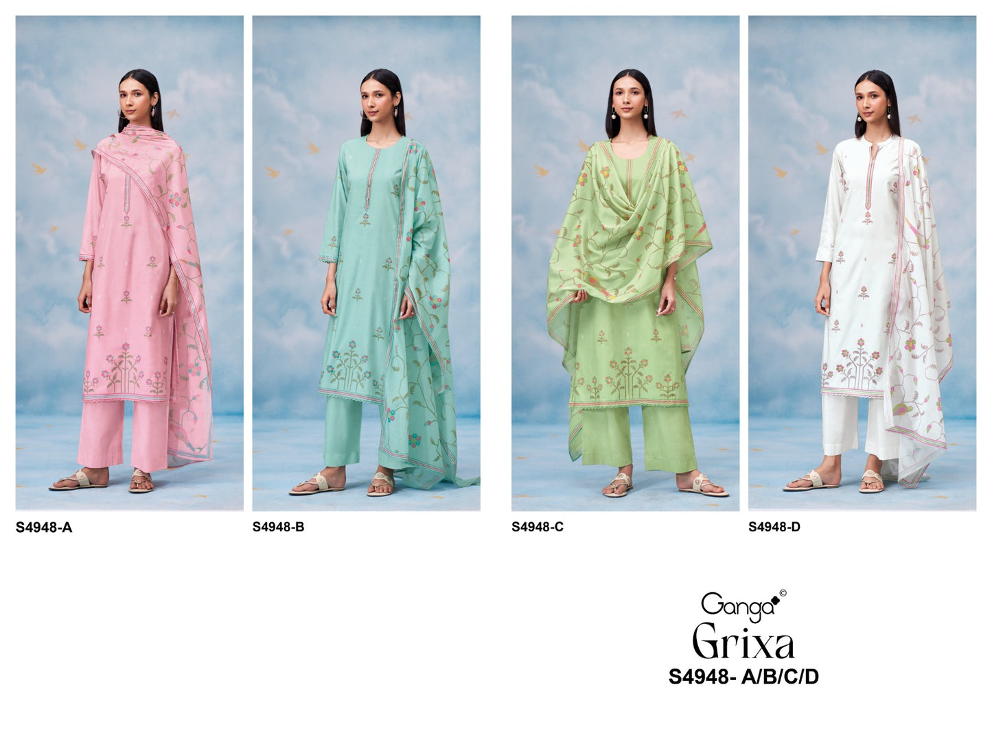Grixa S4948 Ganga Cotton Pant Style Suits Supplier