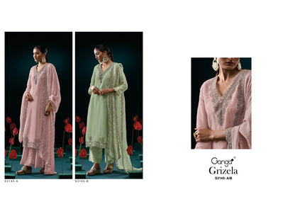 Grizela 3145 Ganga Premium Bemberg Plazzo Style Suits Wholesale