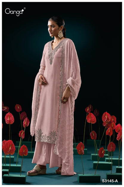 Grizela 3145 Ganga Premium Bemberg Plazzo Style Suits Wholesale