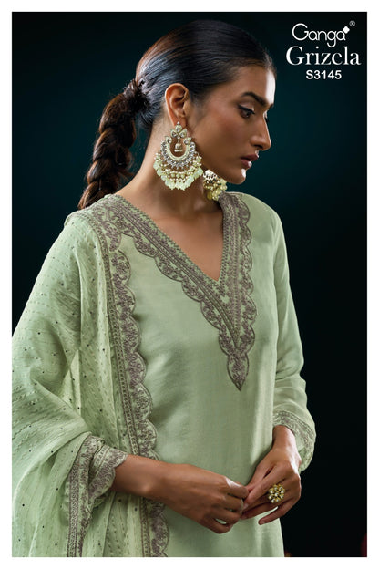 Grizela 3145 Ganga Premium Bemberg Plazzo Style Suits Wholesale