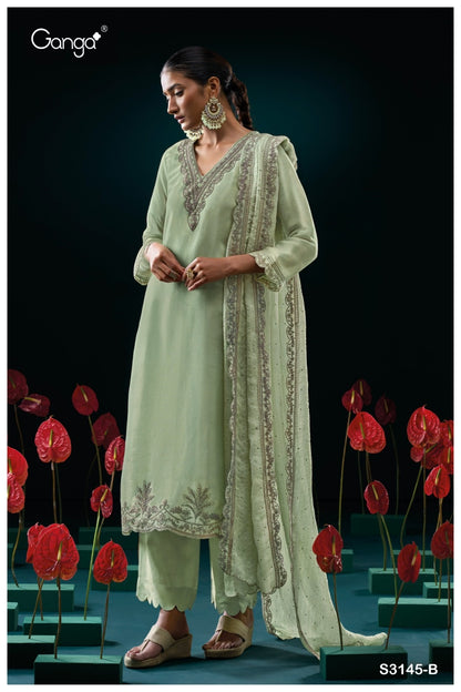 Grizela 3145 Ganga Premium Bemberg Plazzo Style Suits Wholesale