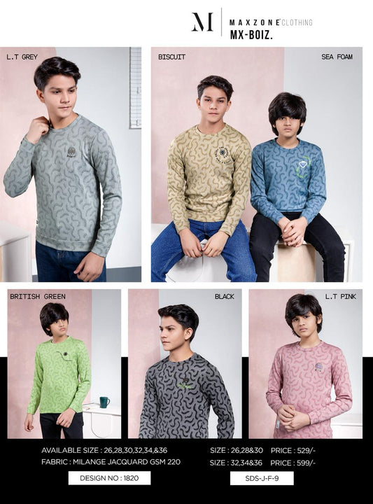 Gsm-220 Sds J F 9 Maxzone Clothing Jacquard Boys Tshirt Wholesaler India