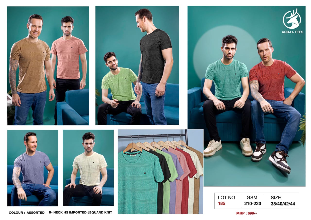 Gsm 210-220 Vol 185 Aquaa Tees Cotton Jacquard Mens Tshirts Supplier