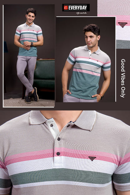 Gsm 215-220 Vol 831 Everyday Auto Stripes Mens Tshirts Exporter