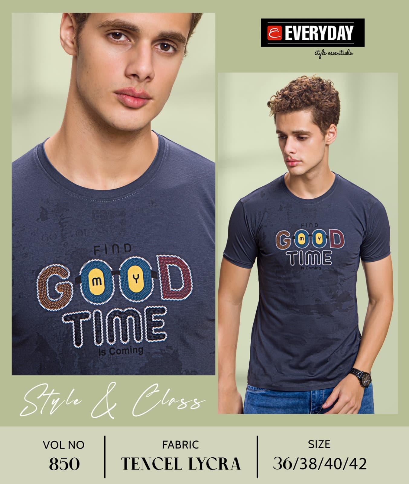 Gsm 220-225 Vol 850 Everyday Tencil Lycra Mens Tshirts Wholesaler India