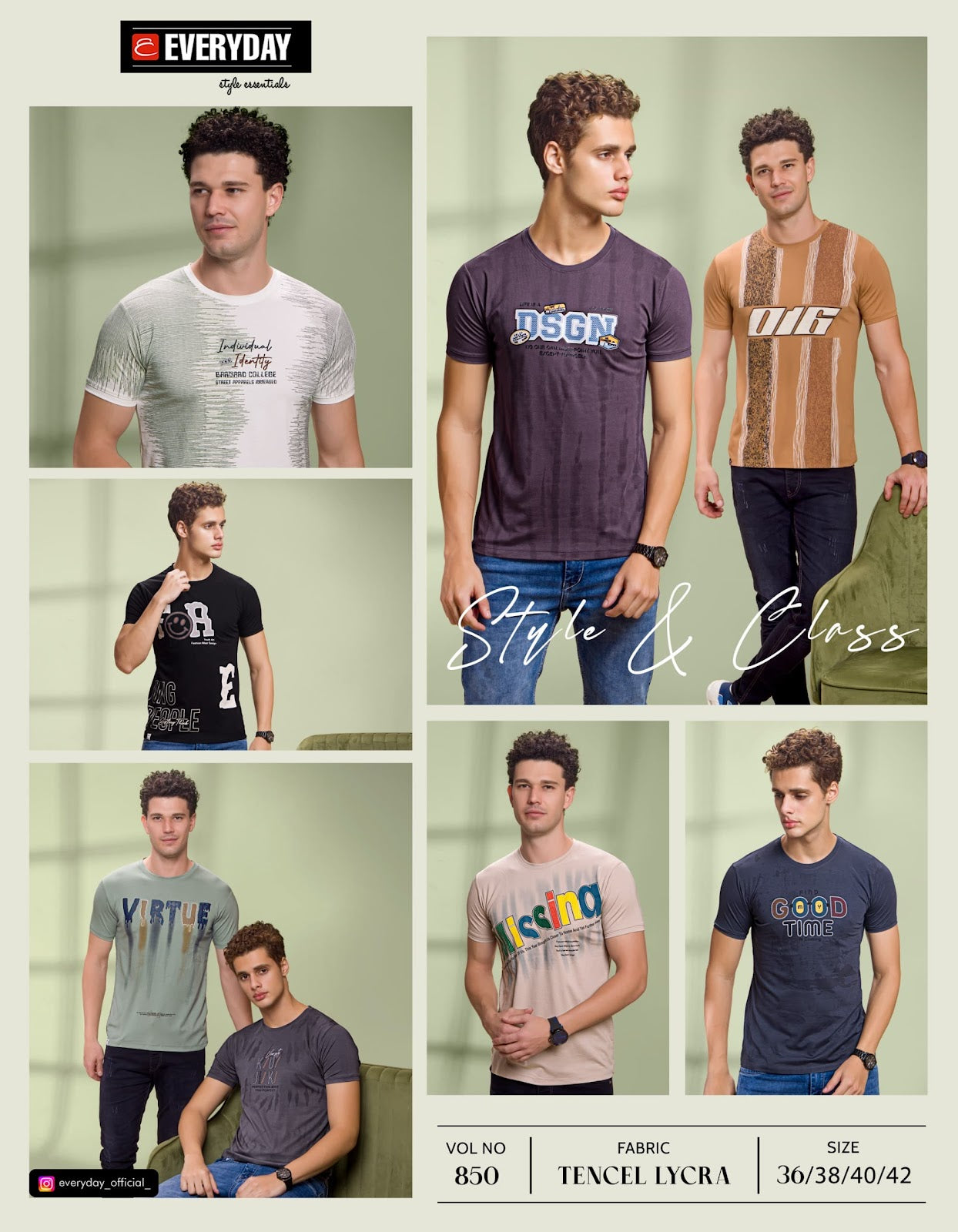Gsm 220-225 Vol 850 Everyday Tencil Lycra Mens Tshirts Wholesaler India