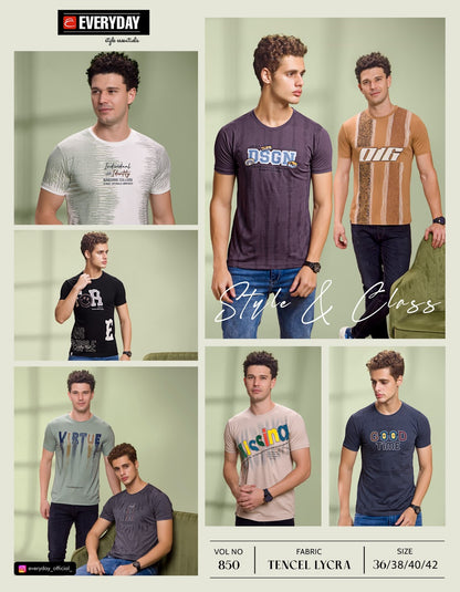 Gsm 220-225 Vol 850 Everyday Tencil Lycra Mens Tshirts Wholesaler India