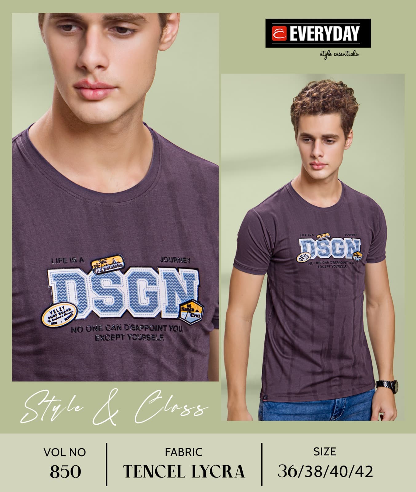 Gsm 220-225 Vol 850 Everyday Tencil Lycra Mens Tshirts Wholesaler India