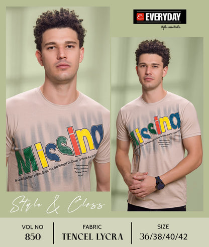 Gsm 220-225 Vol 850 Everyday Tencil Lycra Mens Tshirts Wholesaler India