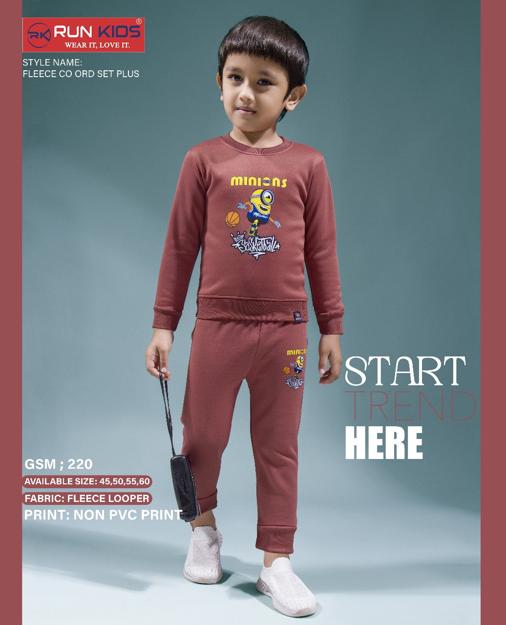Gsm 220 Run Kids Fleece Boys Co Ord Set Wholesaler Ahmedabad