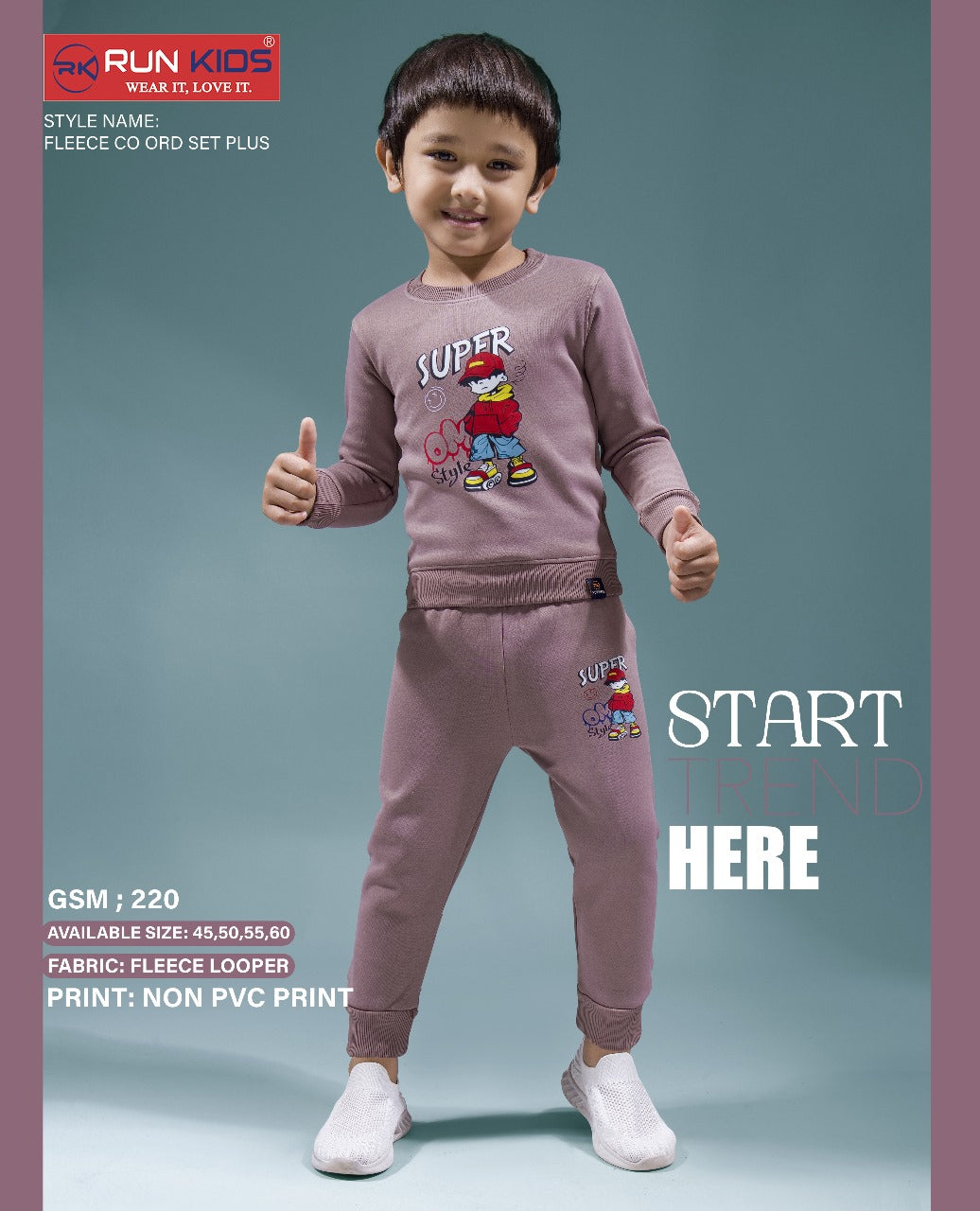 Gsm 220 Run Kids Fleece Boys Co Ord Set Wholesaler Ahmedabad