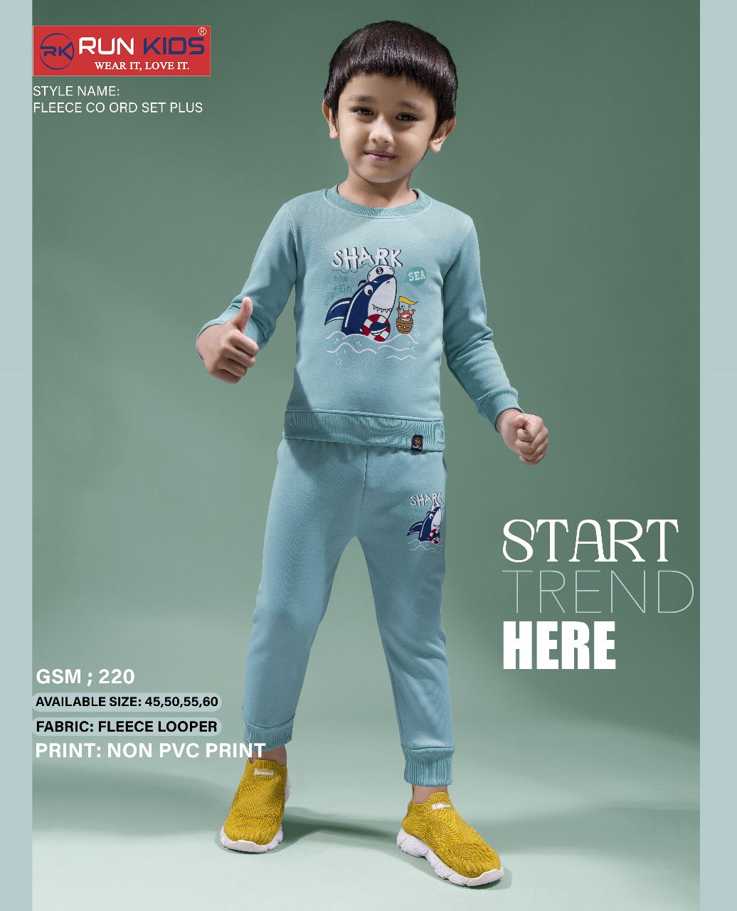 Gsm 220 Run Kids Fleece Boys Co Ord Set Wholesaler Ahmedabad