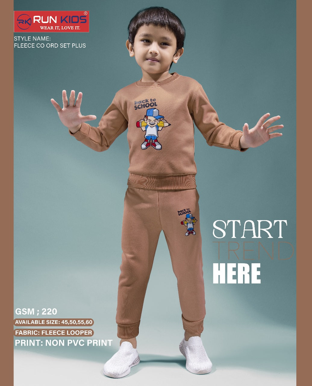 Gsm 220 Run Kids Fleece Boys Co Ord Set Wholesaler Ahmedabad