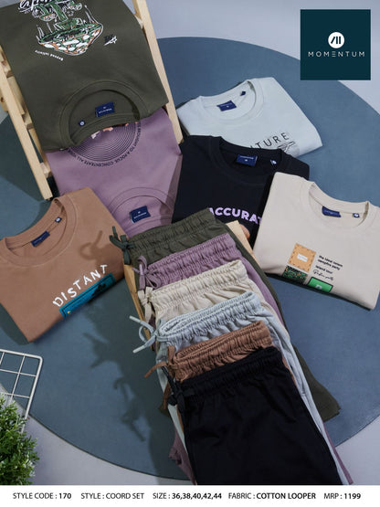 Gsm 250 Code 170 Momentum Pure Cotton Mens Co Ord Set Wholesaler