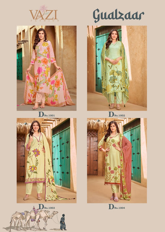 Gualzaar Vazi Fashion Viscose Muslin Readymade Pant Style Suits Supplier India