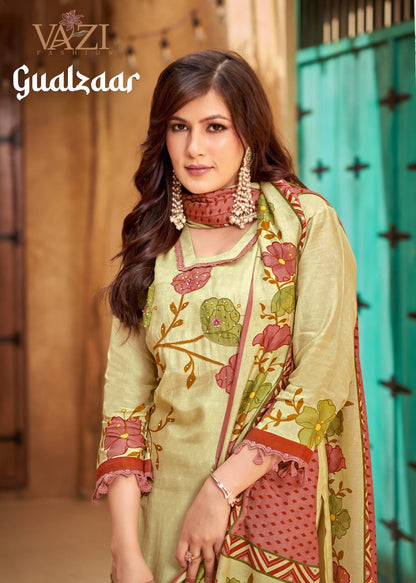 Gualzaar Vazi Fashion Viscose Muslin Readymade Pant Style Suits Supplier India
