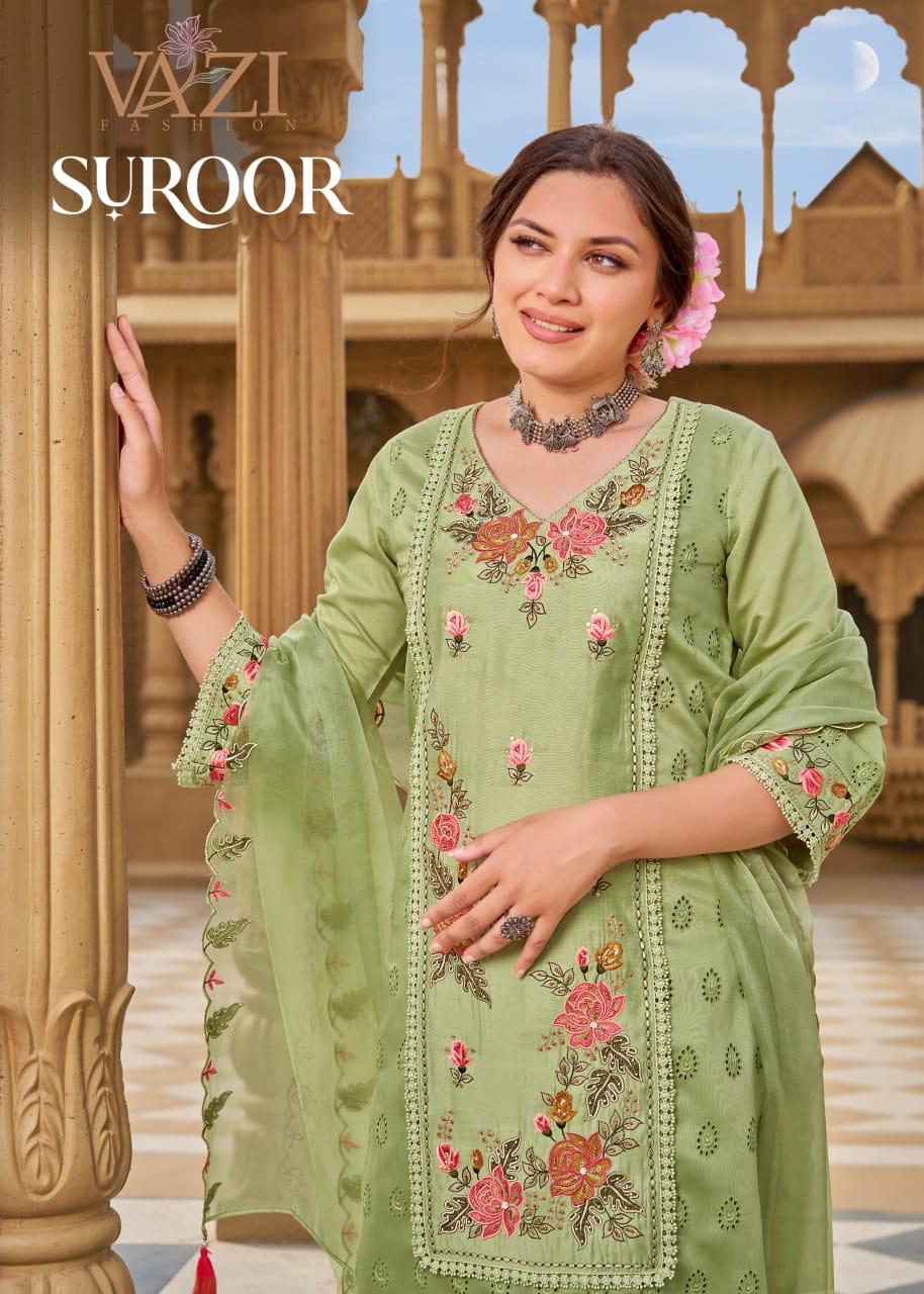 Gualzaar Vazi Fashion Viscose Muslin Readymade Pant Style Suits Supplier India