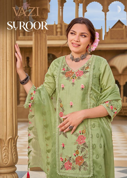 Gualzaar Vazi Fashion Viscose Muslin Readymade Pant Style Suits Supplier India