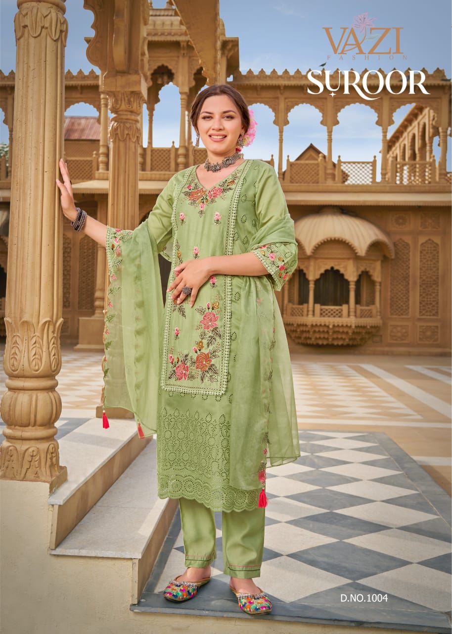 Gualzaar Vazi Fashion Viscose Muslin Readymade Pant Style Suits Supplier India