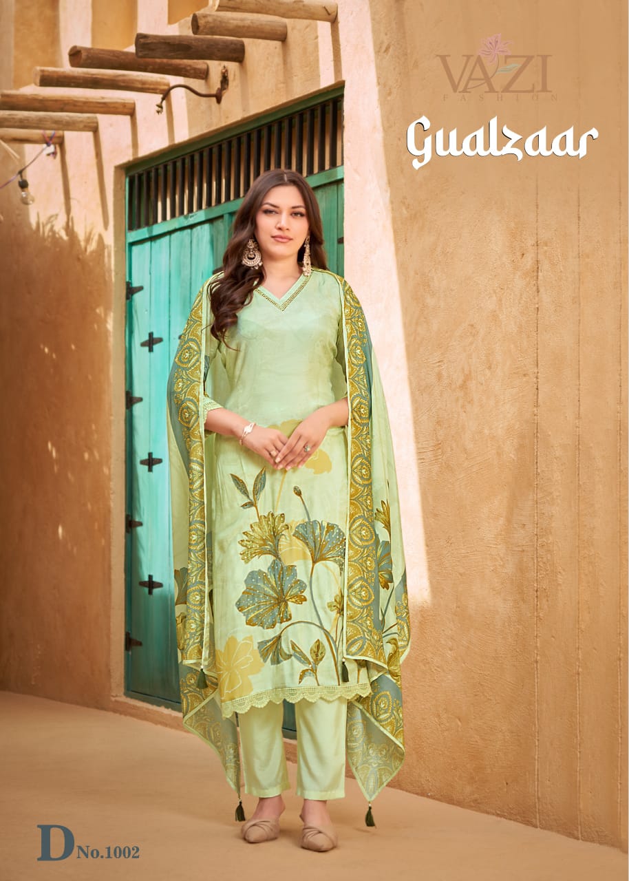 Gualzaar Vazi Fashion Viscose Muslin Readymade Pant Style Suits Supplier India